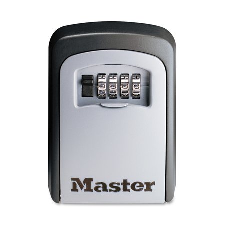 MASTER LOCK Locking Combination 5 Key Steel Box, 3 1/4w x 1 1/2d x 4 5/8h, Black/Silver 5401D